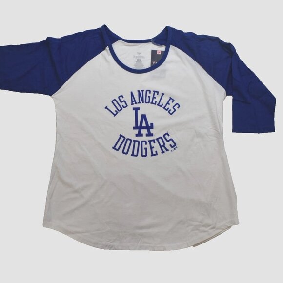 Fanatics Womens Plus Size MLB Los Angeles Dodgers Raglan Shirt New 1X, 2X, 3X,4X - Picture 2 of 4